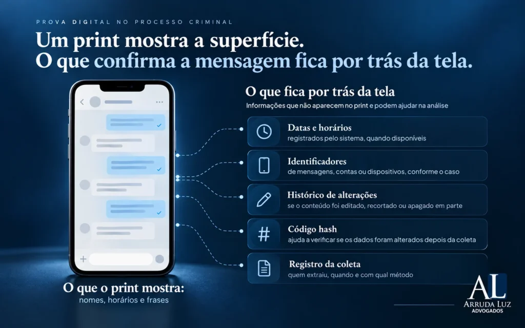 Ilustração: o que um print de WhatsApp mostra e o que fica por trás da tela